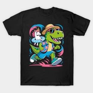 Pool Party T Rex Dinosaur Unicorn Float Summer T-Shirt